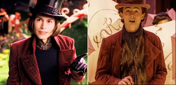 Willy Wonka: parecidos y diferencias entre Johnny Depp y Timothée Chalamet