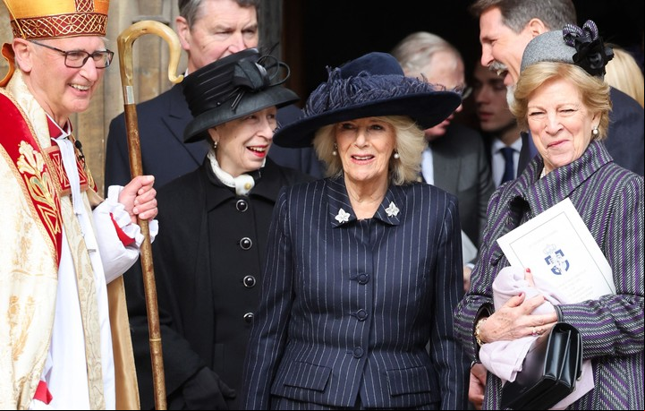 La reina Camilla y la reina emérita Anne-Marie de Grecia, este martes, en la ceremonia de homenaje al rey Constantino, en Londres. Foto: AFP