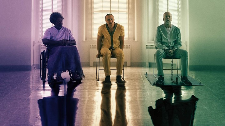 Los tres: Samuel L. Jackson, James McAvoy y Bruce Willis.