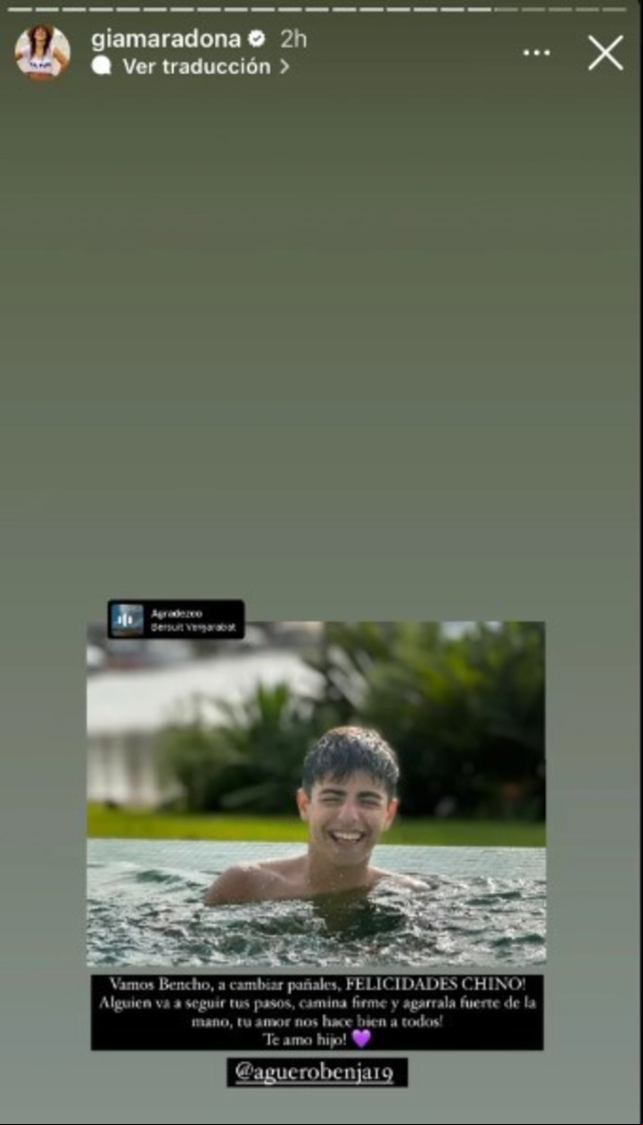 El sentido mensaje de Gianinna Maradona a su hijo, Benjamín por el embarazo de Sofía Calzetti y el Kun Agüero.