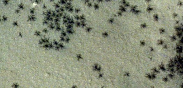 La Agencia Espacial Europea captó aterradoras "arañas" en la superficie de Marte