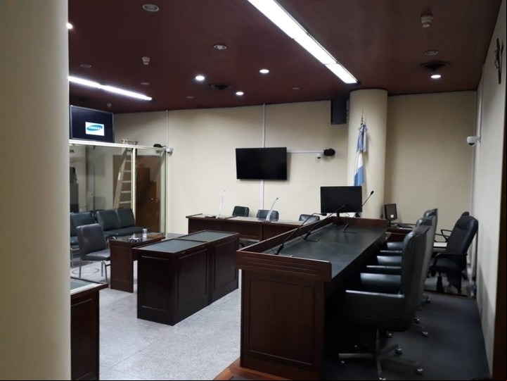 Otras de las salas de audiencias armadas por el Consejo de la Magistratura de la Nación para el inicio del sistema acusatorio en Rosario.