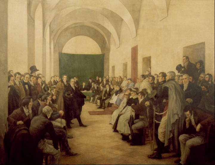 El primer gobierno patrio fue presidido por Cornelio Saavedra y contaba con Mariano Moreno y Juan José Paso como secretarios.