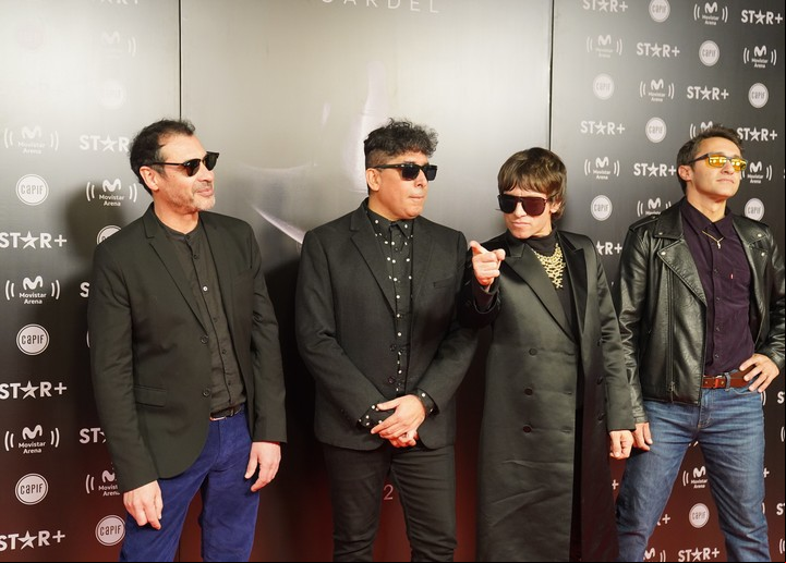 El grupo Turf en los Premios Gardel, posando en la alfombra roja. Foto: Marcelo Carroll