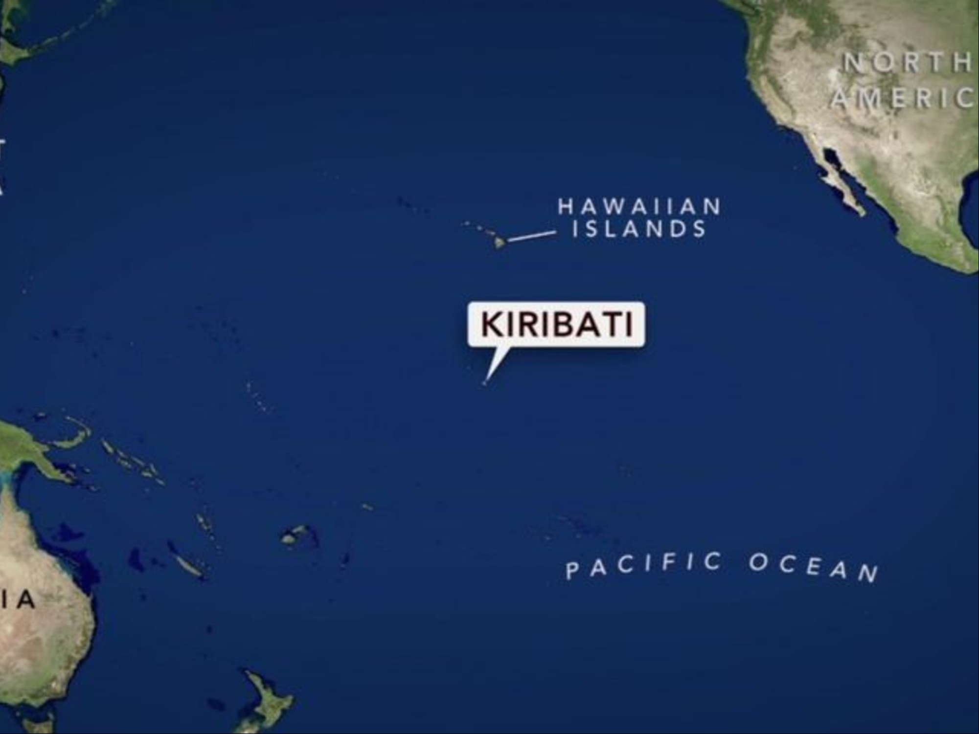 República de Kiribati, el único país del mundo que ocupa los cuatro hemisferios. Allí comienza cada hora de cada día según la convención mundial de Husos Horario.