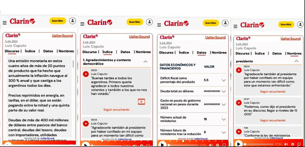 Clarín digital: llega UalterSound, la plataforma de IA que convierte discursos en textos, permite segmentar el análisis y crear piezas para compartir en redes