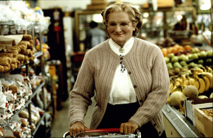La Sra. Doubtfire, personaje encarnado por el genial Robin Williams, en 1992. Foto: Archivo Clarín