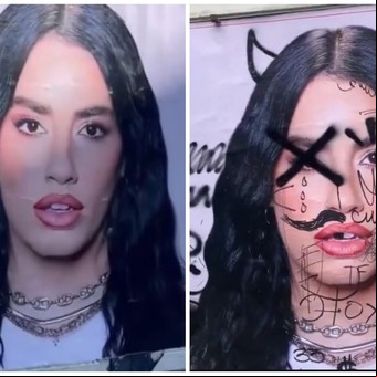 Intervinieron un gran afiche de Lali Espósito: ¿fue vandalizado o es una promoción de su nueva música?