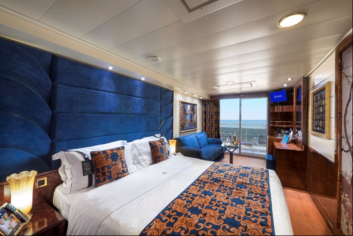 Una de las cabinas con balcón en el barco MSC Splendida. Foto MSC Cruceros