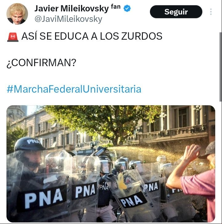 Los tuits de Javier Mileikovsky.