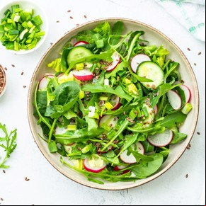 Ensalada verde con semillas de lino