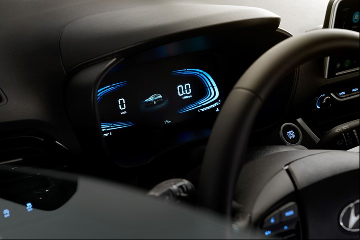 Tablero de instrumentos digital para la versión más equipada del Hyundai HB20S.