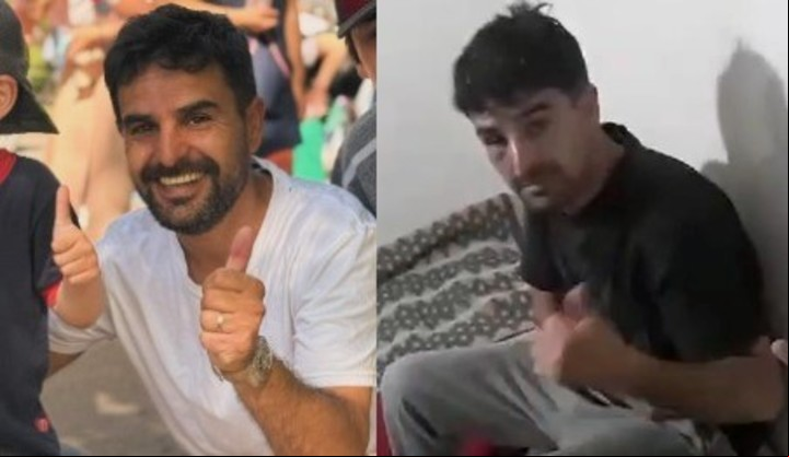 Dos imágenes de Javier Cerfoglio: antes y después del femicidio de su esposa, Magalí Vera, en Necochea.