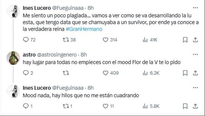 Inés Lucero arremetió contra Luciana Martínez de Gran Hermano.