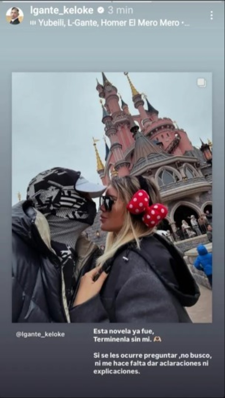 L-Gante, sobre su separación de Wanda: "Esta novela ya fue, termínenla sin mí". Captura Instagram.