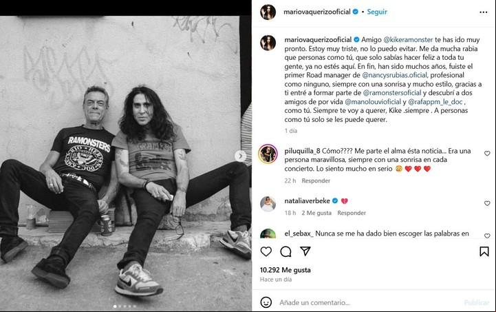 Mario Vazquerizo, esposo de Alaska, también le dejó un mensaje de despedida.