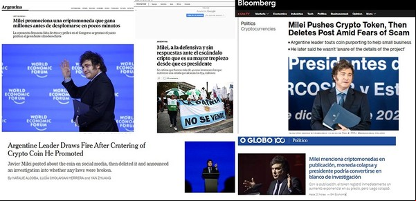 El escándalo cripto que salpica a Javier Milei repercute en los medios del mundo: duro artículo del New York Times y las comparaciones con Donald Trump