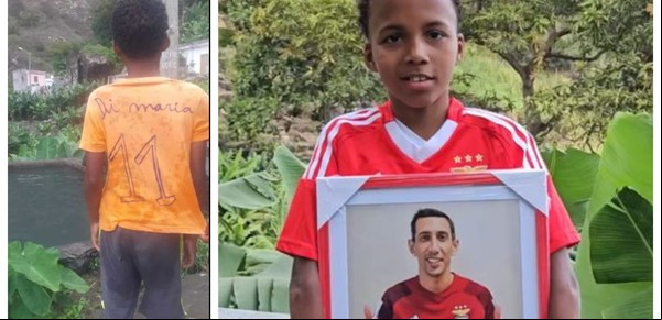 El conmovedor gesto de Ángel Di María con un niño de Cabo Verde que "fabricó" su camiseta