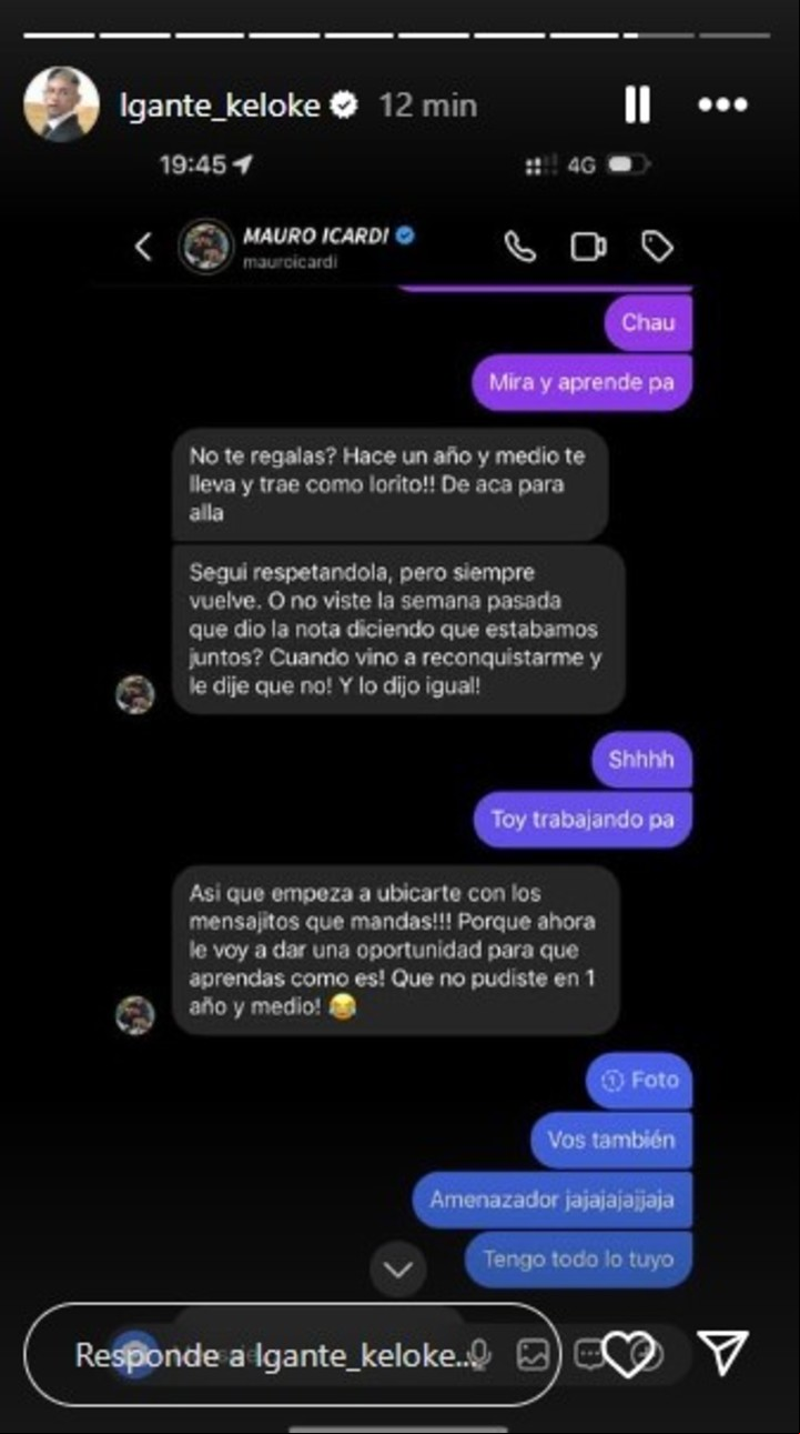 L-Gante reveló los chats que intercambió con Mauro Icardi sobre Wanda Nara. | Foto: instagram