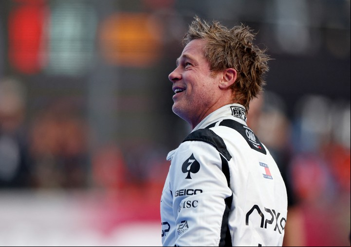 Brad Pitt en el Autódromo Hermanos Rodríguez, en México, cuando rodó parte del filme.