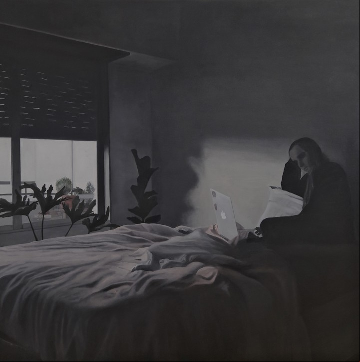 Emilia Hendreich Mi habitación 140 x 140 cm, en La Piel de la Psiquis, en el Centro Cultural Rojas. Foto: gentileza CC Rojas.