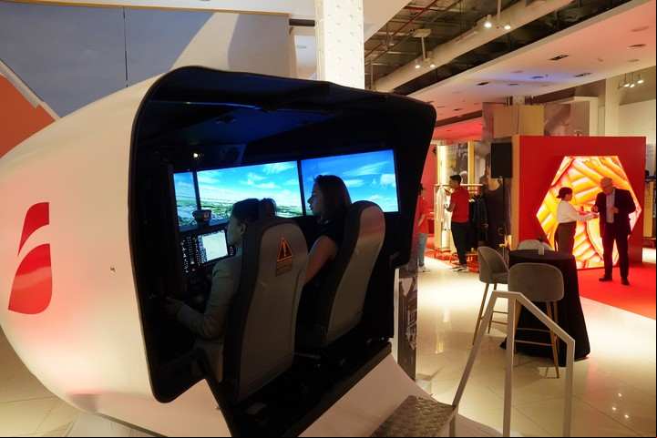 El simulador de vuelo del Espacio Iberia en Buenos Aires. Foto Emmanuel Fernández