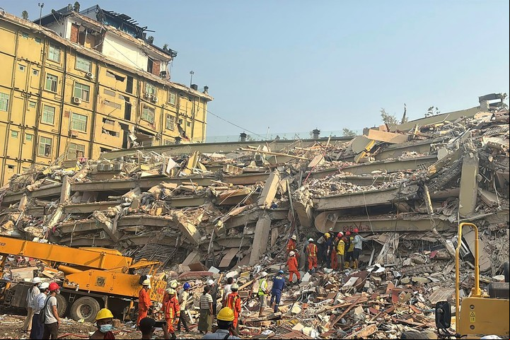El terremoto dejó al menos 3.000 heridos en Myanmar. Foto: AP