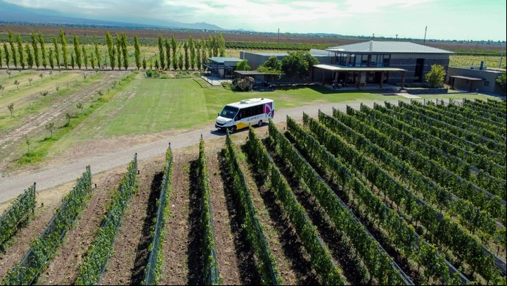 El Wine Bus recorre bodegas en Mendoza. Foto Turismo Luján de Cuyo