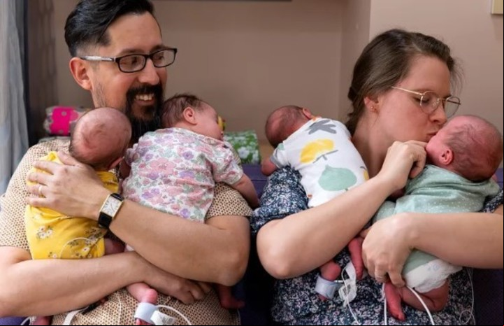 La familia dio la bienvenida a Sofía, Filomena, Verónica e Isabel a las 30 semanas y tres días de gestación.