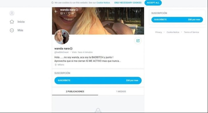 Wanda Nara se sumo a OnlyFans tras una drástica medida cautelar de la Justicia por incumplir con la revinculación de sus hijas, y Mauro Icardi.