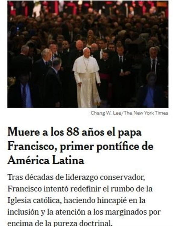 Murió el Papa Francisco: así cubrieron su fallecimiento los principales medios del mundo.