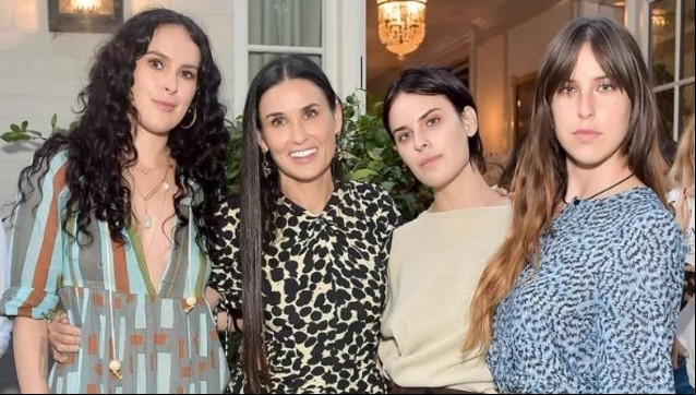 Demi junto a sus tres hijas, Rumer, Scout y Tallulah Willis. Foto: Instagram vía @accesshollywood