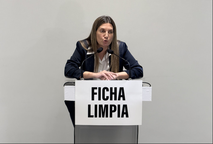 Lospennato, cuando dio la conferencia de prensa por la caída de Ficha Limpia. Foto: Enrique García Medina.
