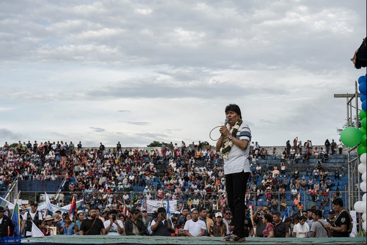 Evo Morales en un acto en el Chapare, Cochabamba. Foto Bloomberg