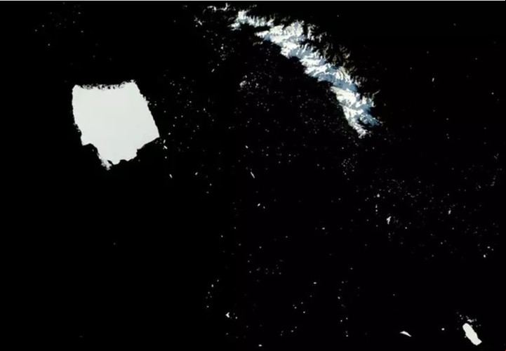 Imagen del iceberg A-23A el 3 de mayo (Nasa Earth Observatory).