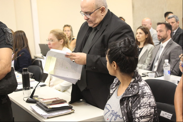 El abogado Nievas y Agüero durante el juicio. Foto Ariel Carreras