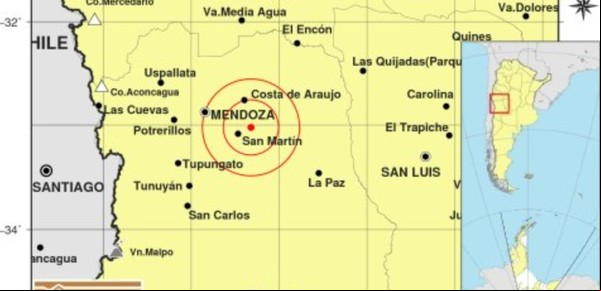 Un fuerte sismo de 3,6 sacudió a Mendoza