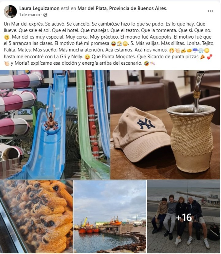 El último posteo de Laura Leguizamón en Facebook.