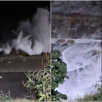 Fuerte crecida en Mar del Plata: olas de más de dos metros, destrozos en la costa y el agua hasta la calle 