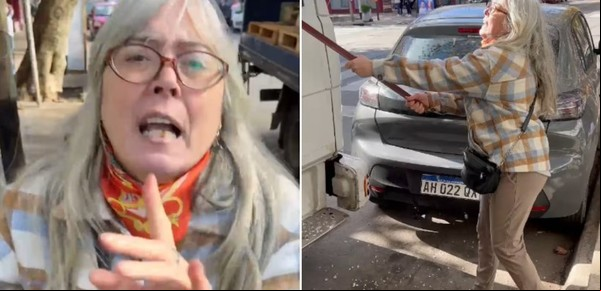 "Relatos salvajes" en Dock Sud: una mujer se peleó con un camionero y le destrozó el vehículo con un fierro